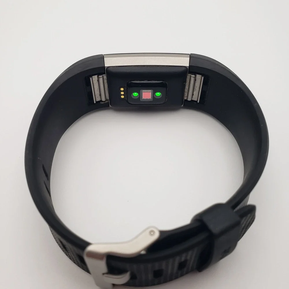 Fitbit Charge 2 Fitness Tracker FB407 Large Black Silver Heart Rate Activity